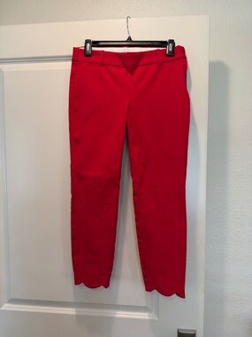 J.Crew Red pants w/ cute scalloped hem